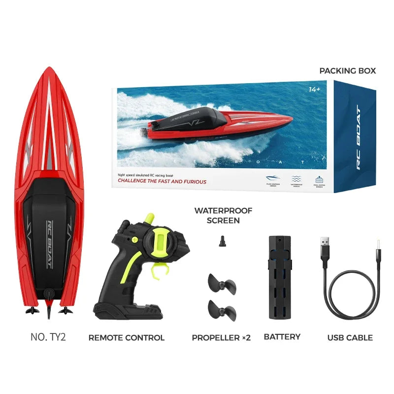 Rc Boat High-Speed 4Ch Dual Motor Outdoor Waterproof Remote Control Speedboat Racing Ship Water Pool Toy Boat for Boys Gift
