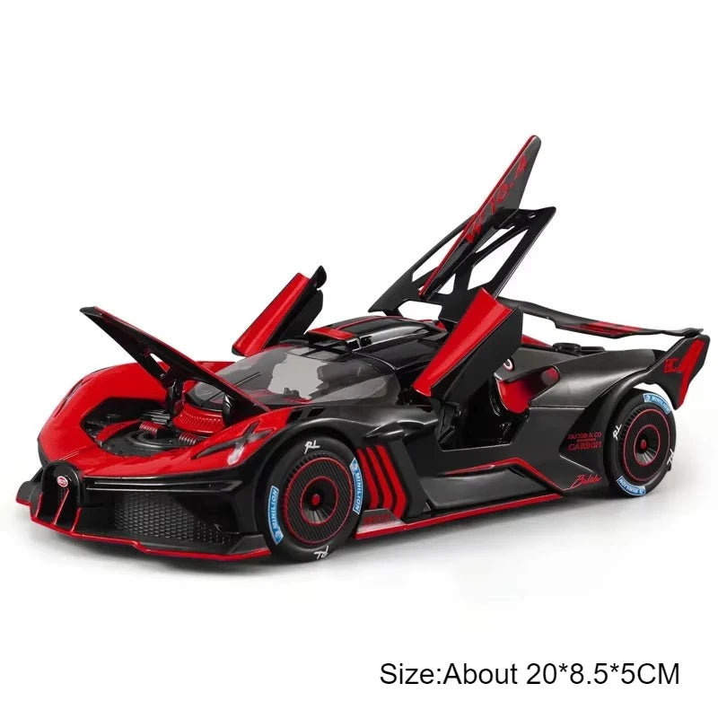 1:24 Scale Bolide Atlantic Car Model Toy Alloy Body Rubber Tire Shock Absorption Vehicle Models Sound&Light Ornaments Gifts