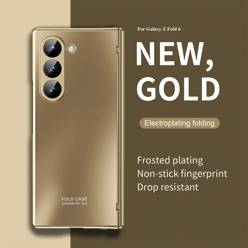 Anti-Shock Frosted Plating Full Body Case for Samsung Galaxy Z Fold 4 Fold4 Fold5 Fold3 Fold 5 3 2 5G fold2 Screen Glass film ﻿
