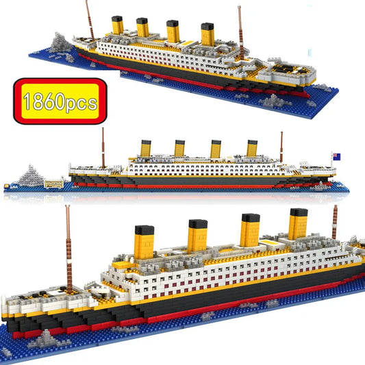 1860 pcs Blocks Titanic Cruise Ship Model Boat Model DIY Assemble Building Blocks Classical Brick Toys Xmas Gift For Children