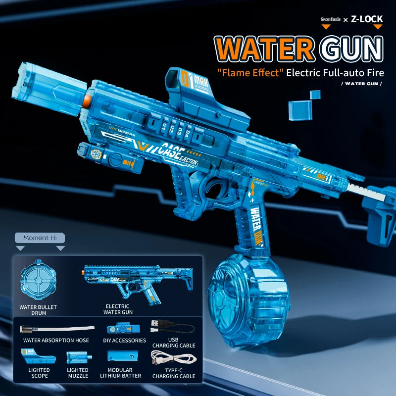 Electric High Speed Water Gun Rechargeable Portable Water Blaster for Outdoor Activities