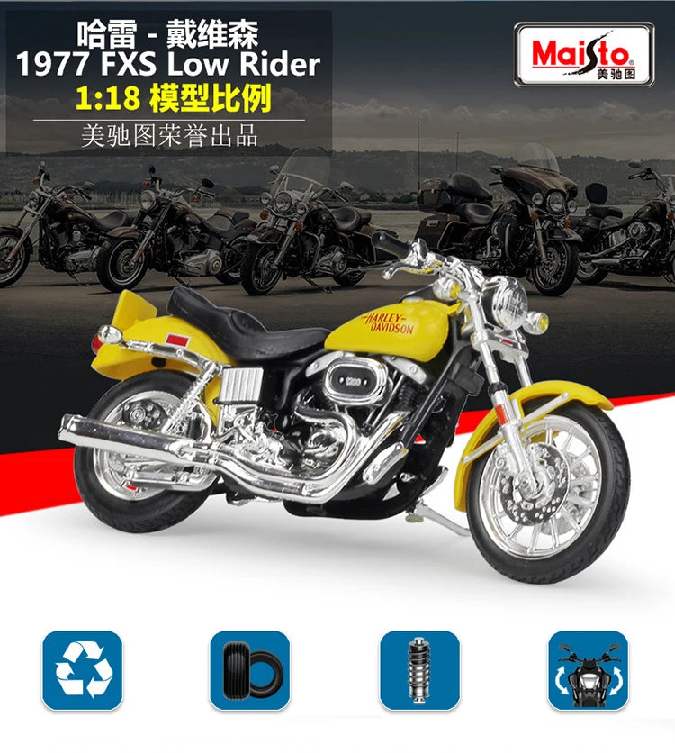 1 18 Scale Harley Davidson FXS Low Rider 1977 Diecast Motorcycle Model