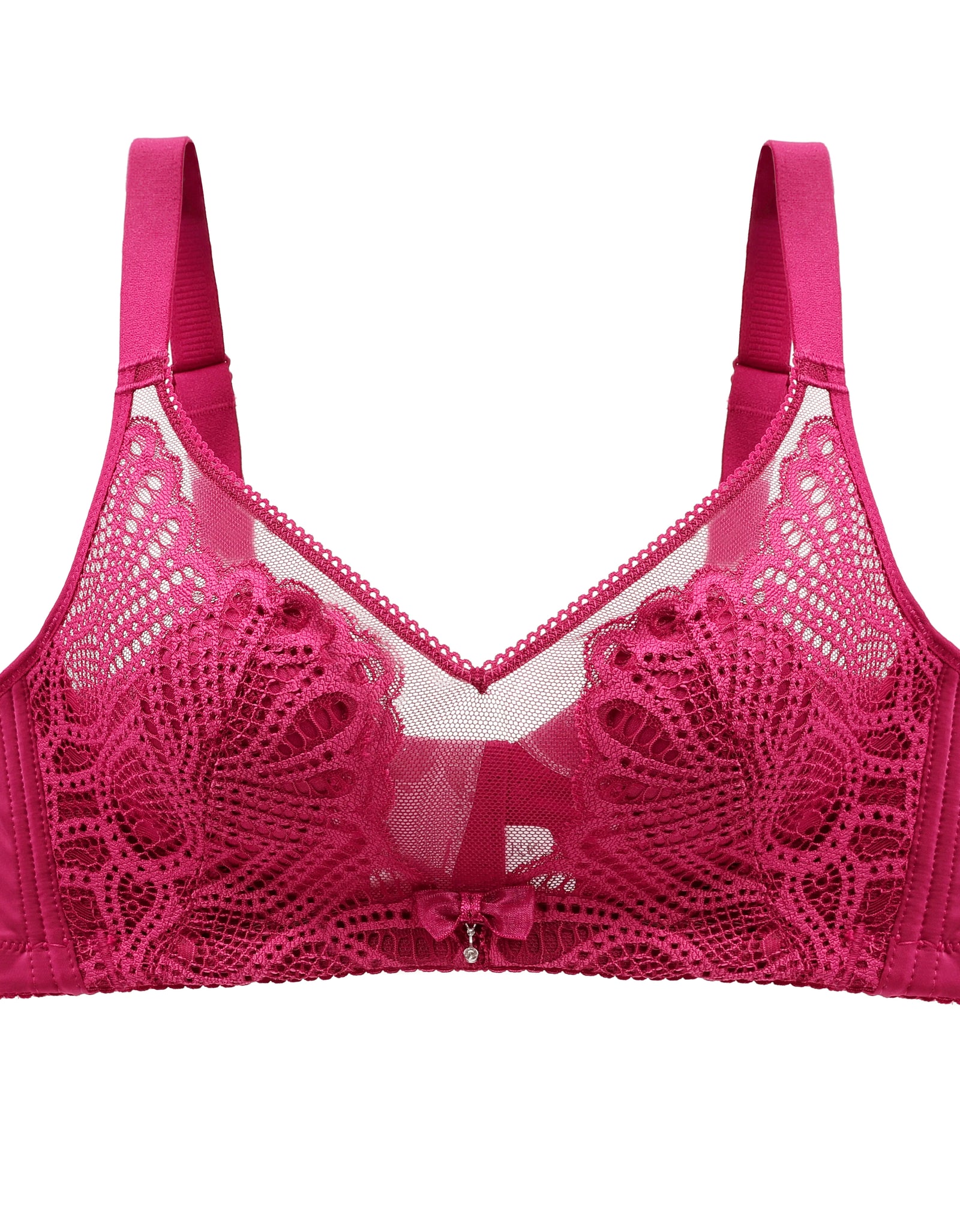 Women’s Lace Transparent Rabbit Ears Bra – Soft, Wire-Free Push-Up with Adjustable Straps