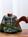 450ml Square Bottom Mountain Glass Teapot With Infuser Side Wooden Handle Tea Pot Puer Oolong Tea Maker Kungfu Tea Set