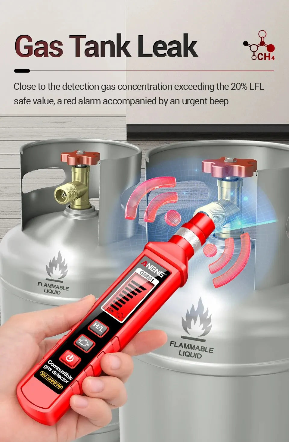 Gas-sensitive Semi-conduct Detector 300~10000PPM Gas Leakage Analyzer Combustible Meter Environment Test Sensor Tool