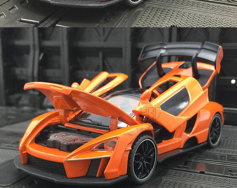 1/32 Diecasting Alloy Senna Sports Car Models Toys Simulation Vehicles with Sound Light Pull Back Supercar Toys