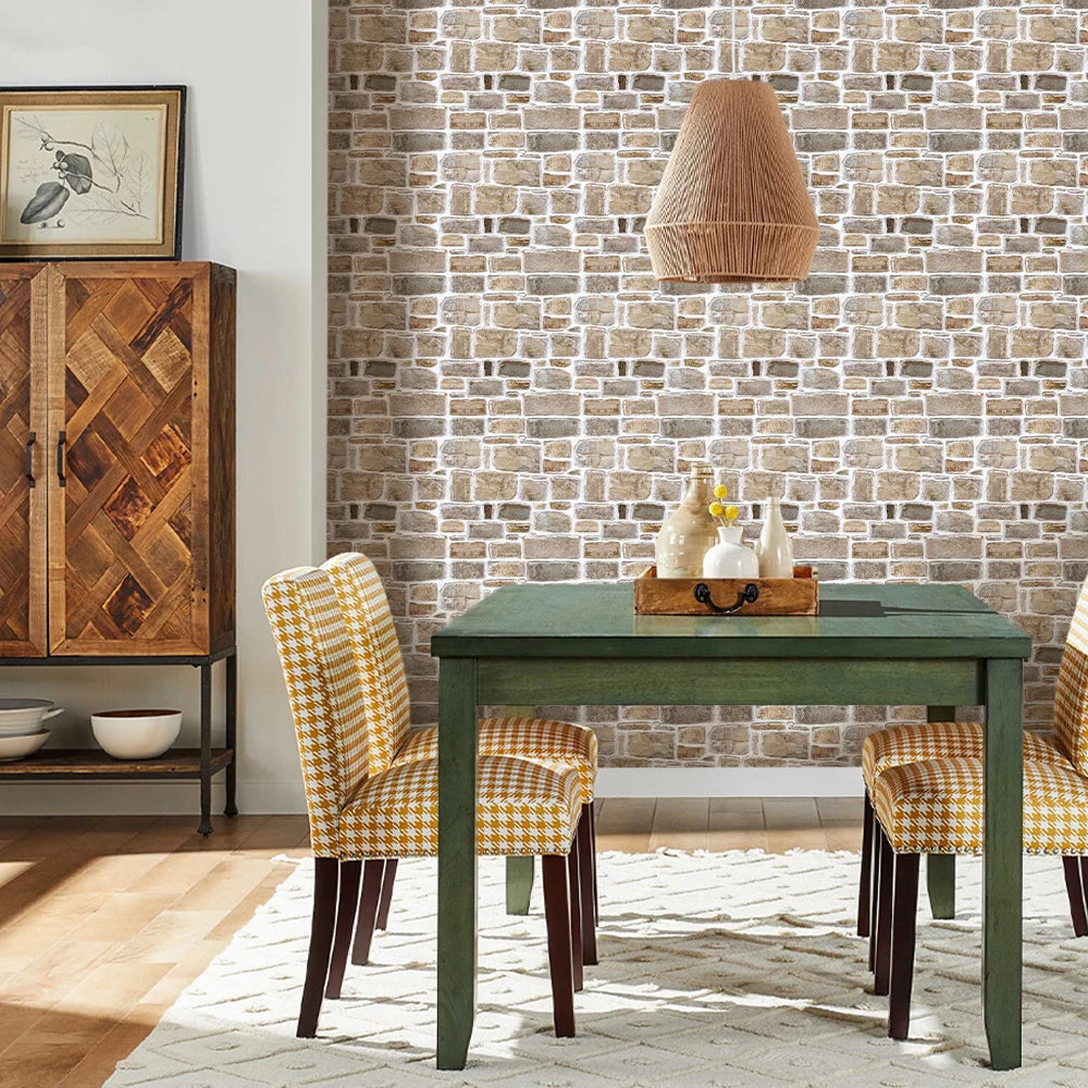 10pcs 3D Faux Stone Wall Panels, Self-adhesive Tile Stickers for Living Room, TV Background, Water and Mold Resistant, 30x30cm