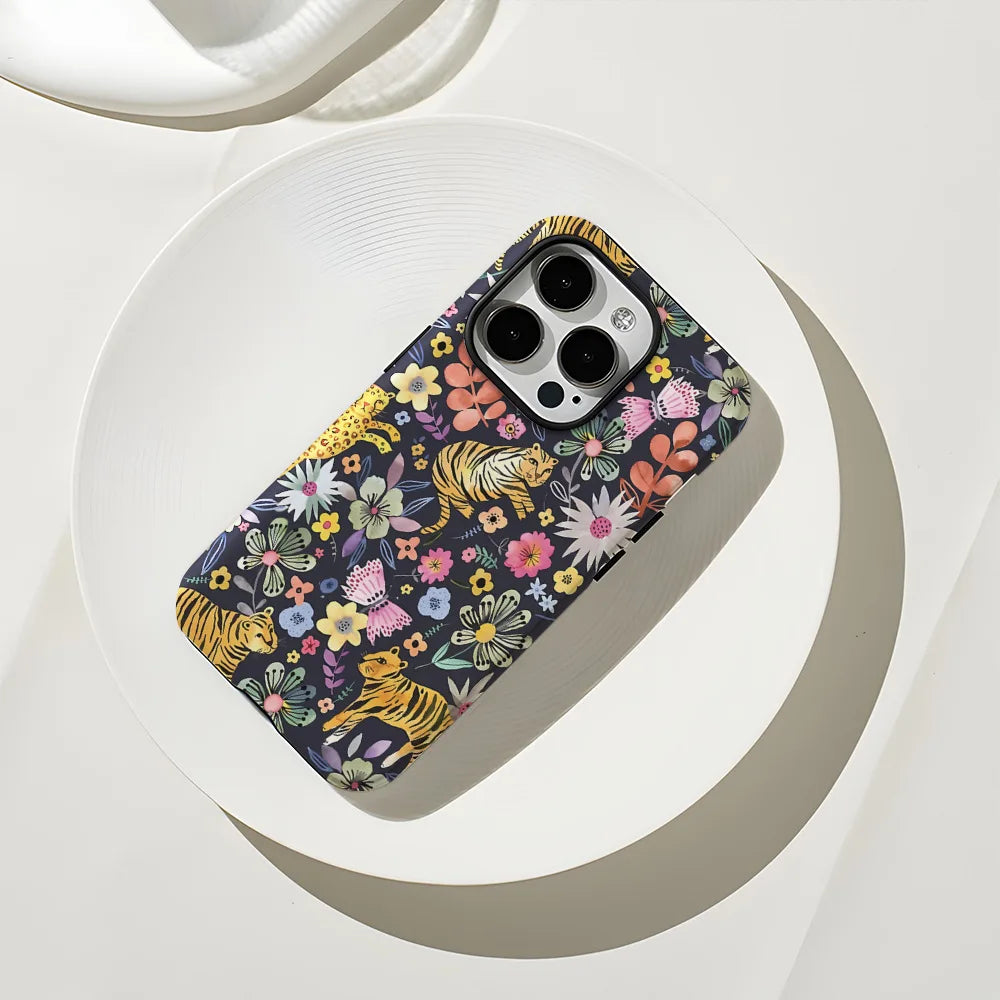 Art Drawing Flower Printed Daisy Phone Case for iPhone 16 15 13 14 Pro Max 16 15 Plus 2 in 1 Hard Protection Cover