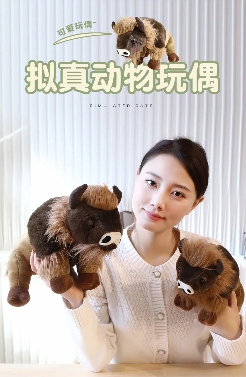 Lifelike Bull Buffalo Cow Bison Plush Stuffed Animal