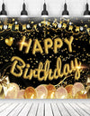 Gold Glitter Happy Birthday Party Backdrop For Photo Black  Happy Birthday Adult Theme Party Decoration Supplies DIY Backdrops