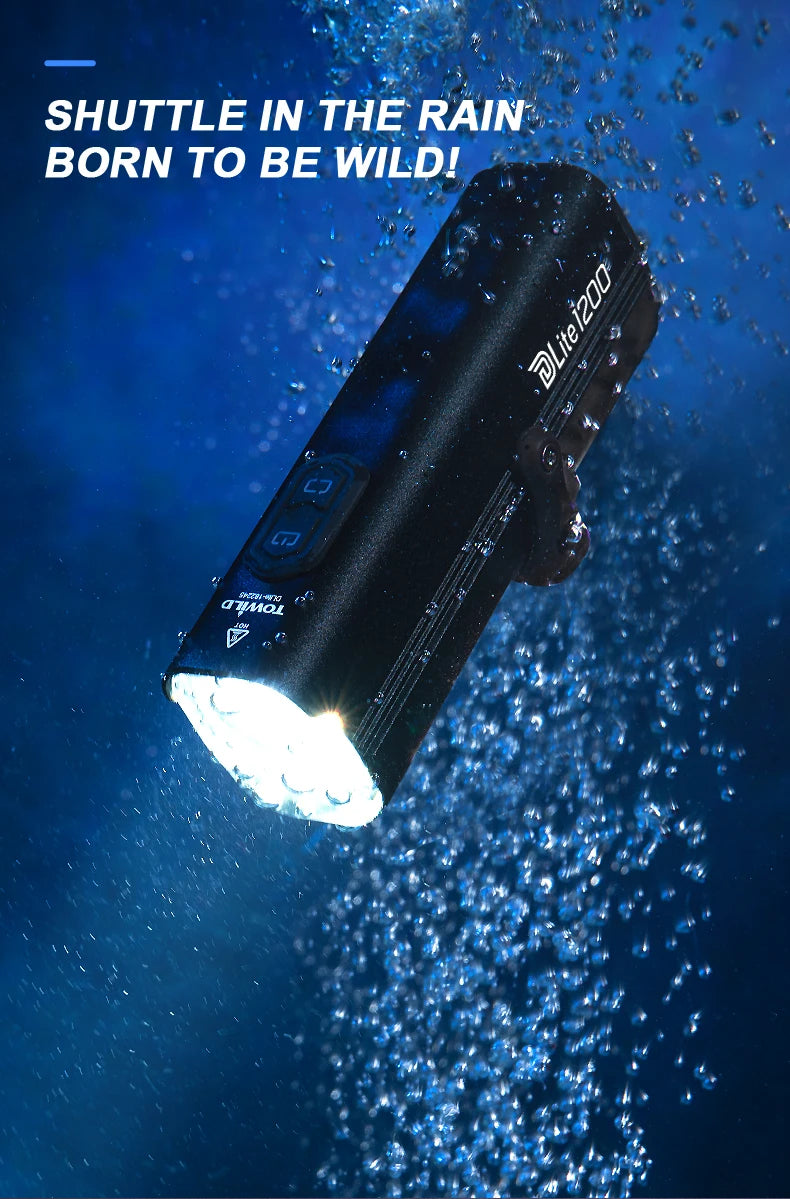 DLite 1200 Flood/Focus Beam Smart Remote Control 4000mAh battery Type-C rechargeable Road MTB Bike Light