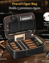 Cigar Humidor, Leather Travel Cigar Humidor, Include Cedar Wood Slot Tray, Cigar Draw Enhancer and Multifunction Cigar Cutter