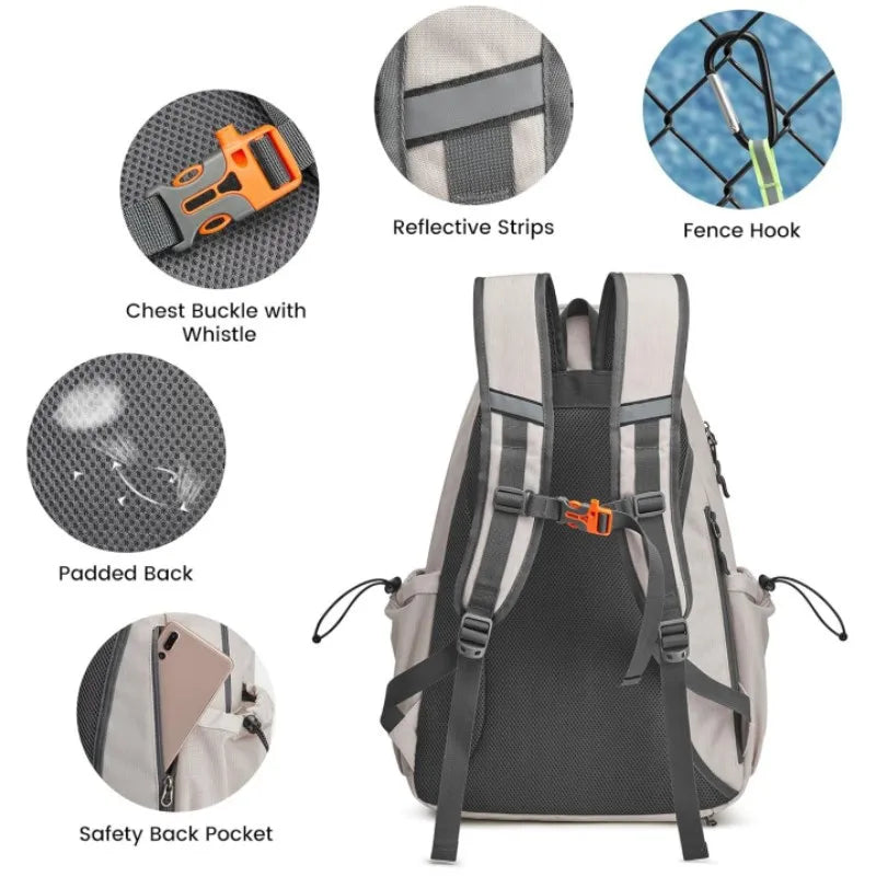 Tennis Bag Portable Tennis Backpack Large Capacity Ball Pack Racket Storage Daypack Outdoor Pickleball Bag with Shoe Compartment