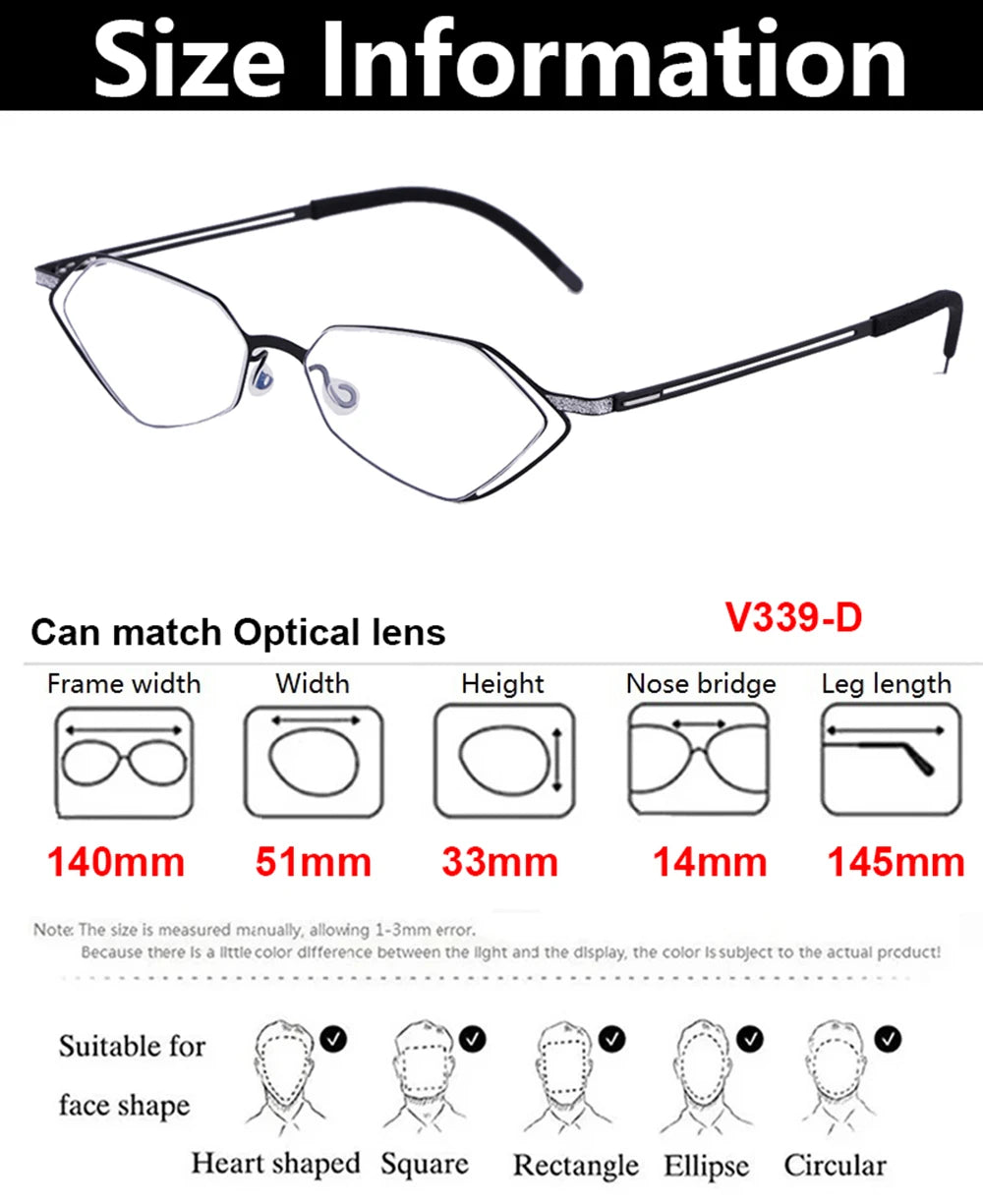 Diamond Shape Titanium Polygon Eyeglasses Frame