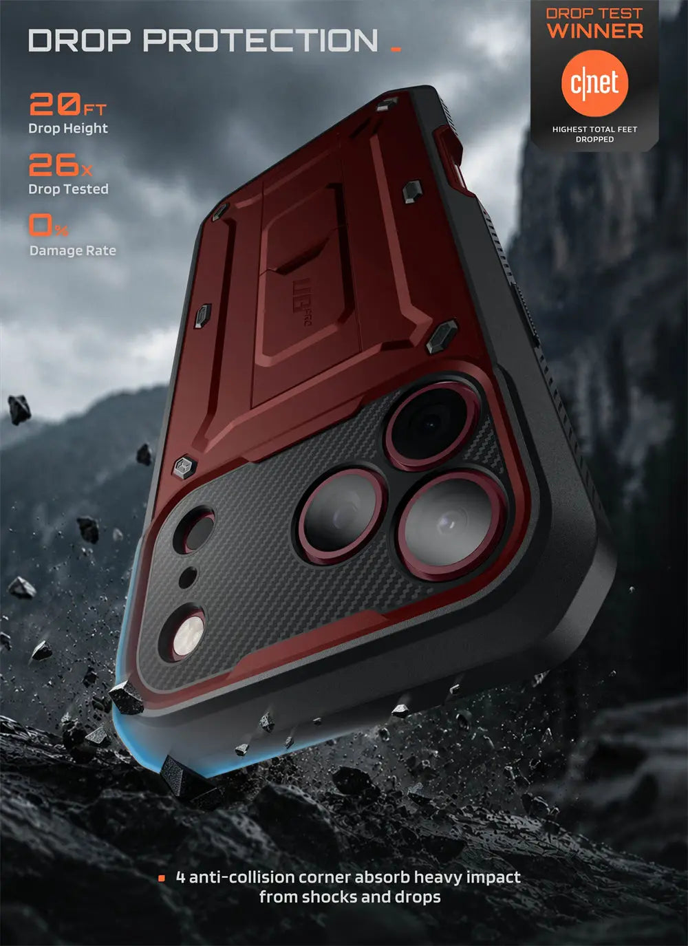 Full Body Rugged Phone Case with Built In Screen Protector and Belt Clip Holster for iPhone 17 Pro Max and iPhone 18 Pro Max