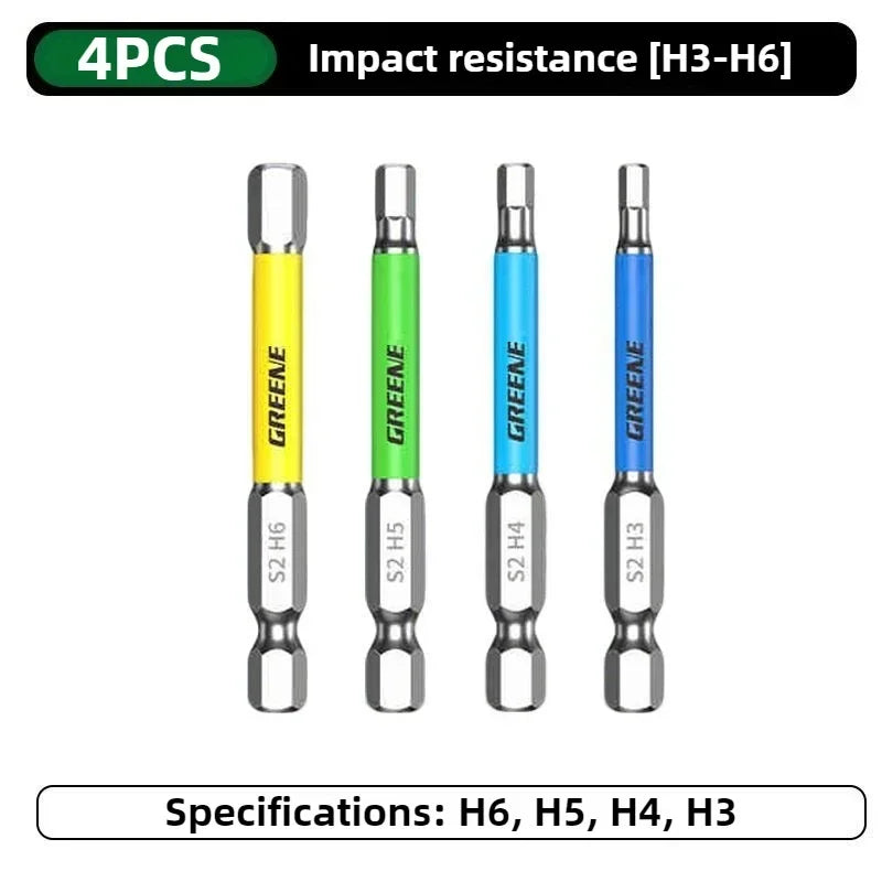 Hexagon socket Bit set Impact Drill Bits, Hex Head Tungsten Steel Screwdriver Bits Suit 1/4 Inch Hexagonal Shank