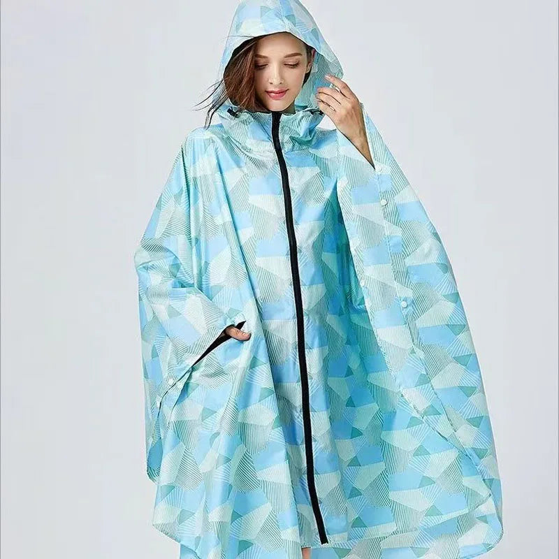 Lightweight Breathable Waterproof Rain Poncho with Belt and Storage Bag