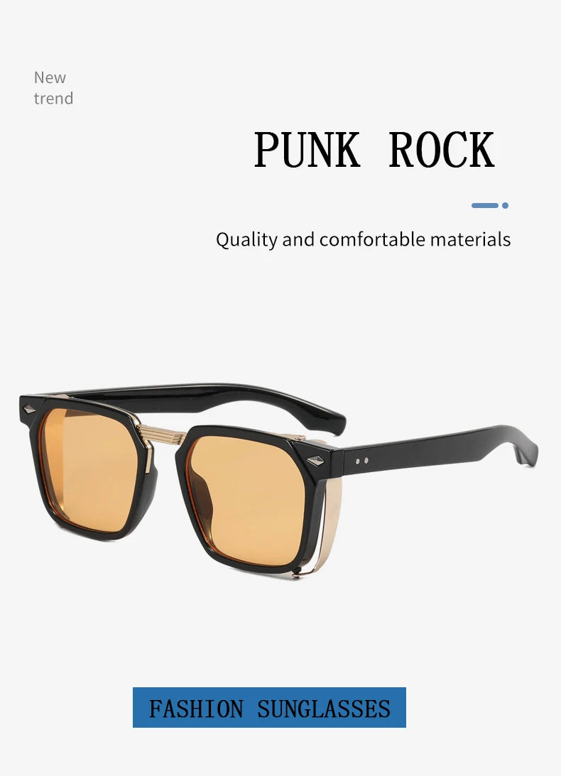 Vintage Square Punk Sunglasses With UV400 Protection