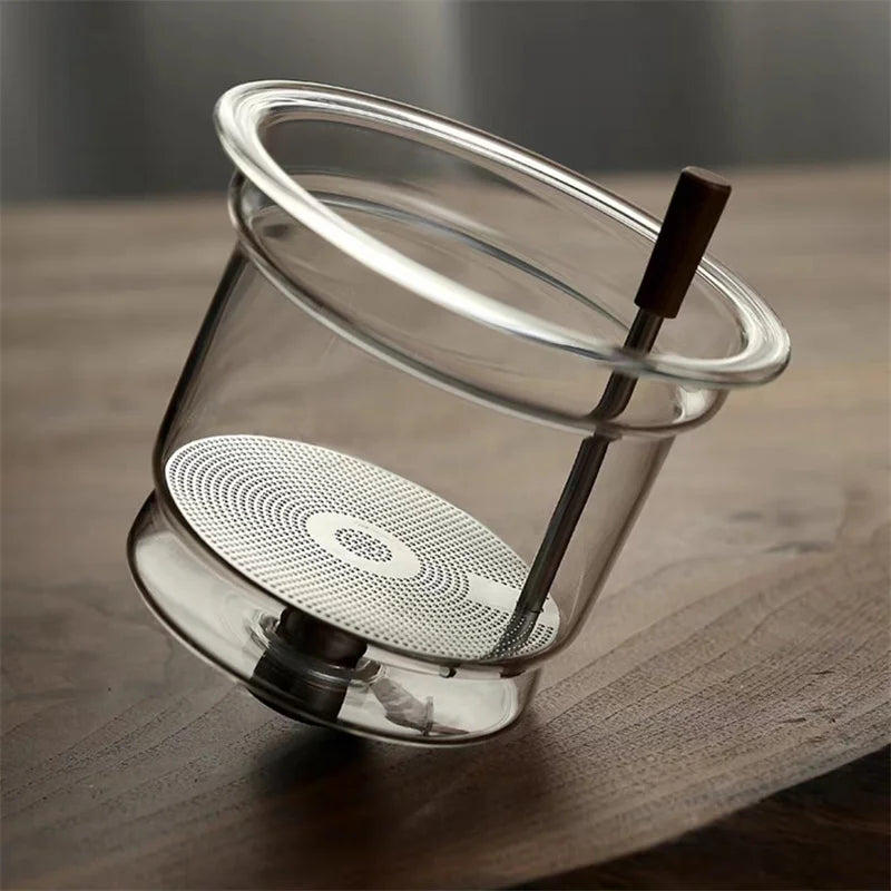 Easy One Click Tea Separation Filtration Glass Teapots With Wood Handle 850ml Tea Water Separation Tea Pot With Infuser Filter