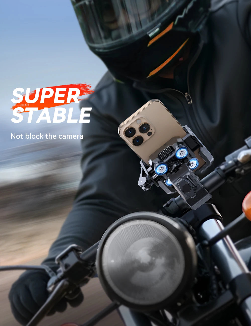 Shockproof Bike Phone Holder Half Enclosure 360° View Motorcycle Phone Mount Bicycle Cell Phone Holder For 4.7-7" Phones