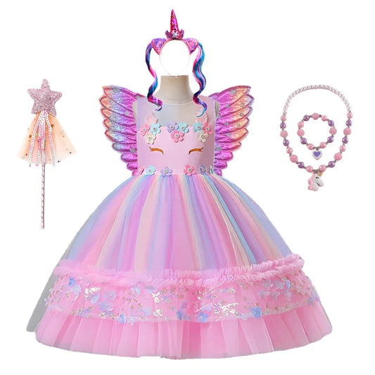 Unicorn Princess Tutu Dress Pink Birthday Party Costume