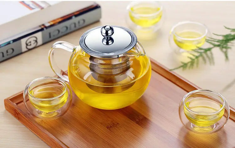 High Quality Heat Resistant Glass Tea Pot with Infuser 900ml Flower Tea Coffee Teapot