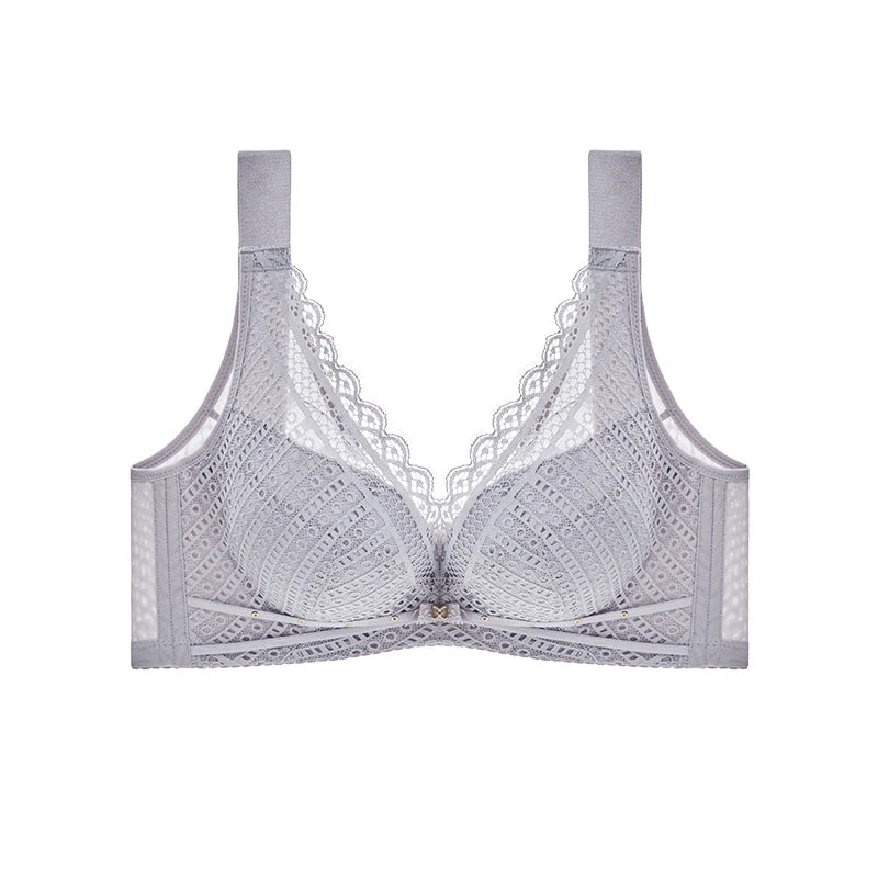 Womens White Lace Full Coverage Push Up Underwire Bra