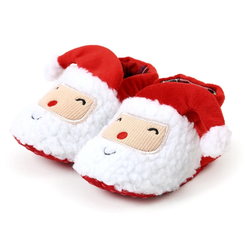 Christmas  Shoes  Winter Snow Boots Cute Cartoon Santa Claus Warm  Walking Shoes Girls Boy Crib Shoes First Walker