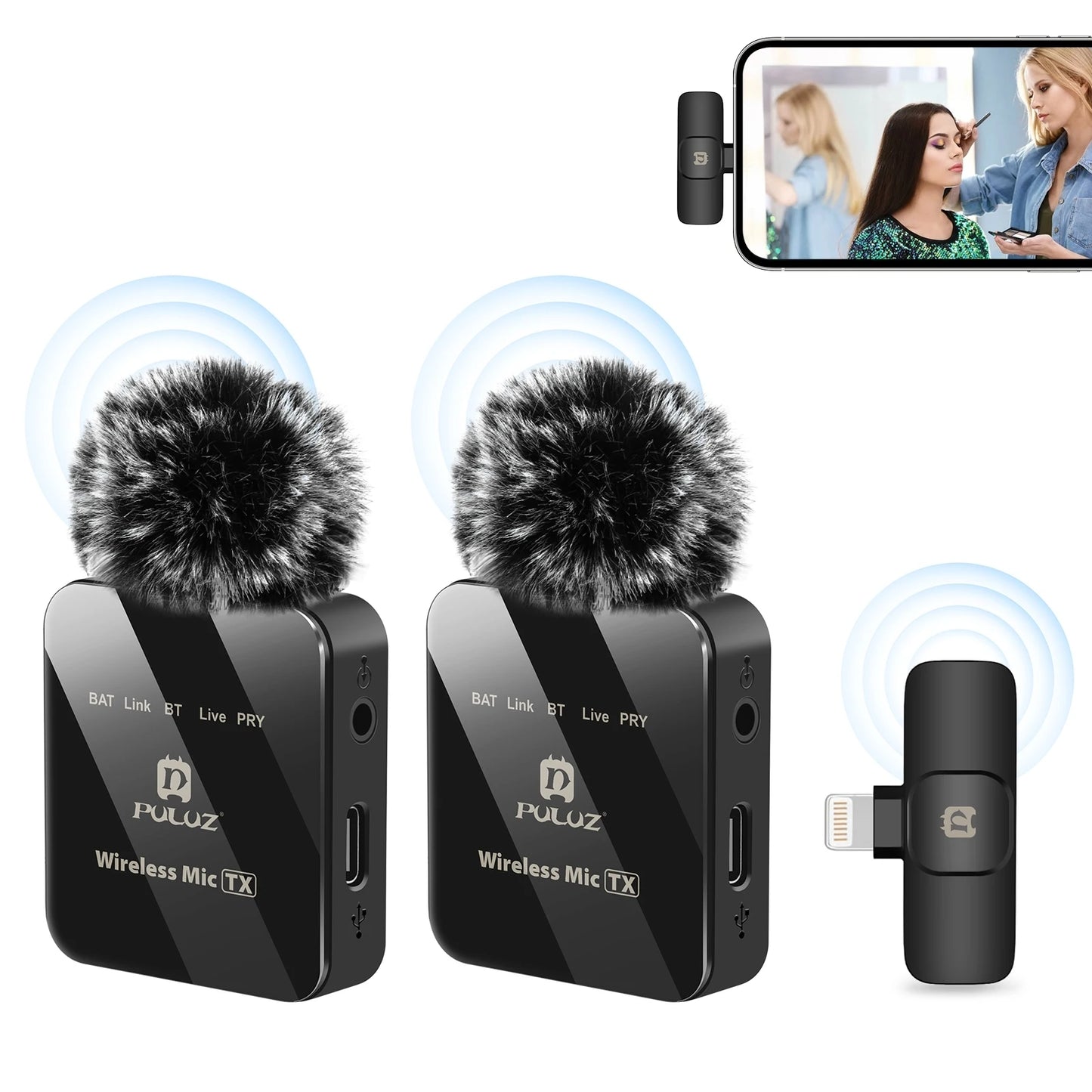 Wireless Lavalier Microphone Portable Audio Video Recording Mini Mic for iPhone Android Outdoor Live Broadcast Phone Mic