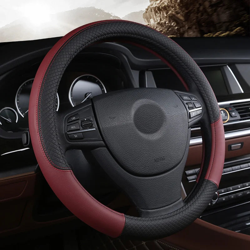 Universal Microfiber Leather Car Steering Wheel Cover 37CM 38CM