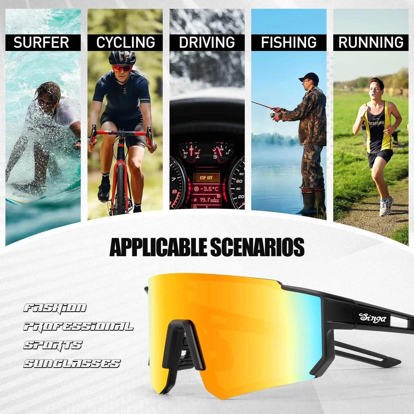 UV400 Photochromic Cycling Sunglasses Outdoor Sports Eyewear