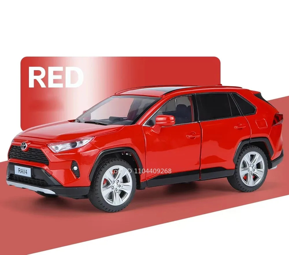 1:24 Scale RAV4 Camry Model Car Toy Metal Diecast Simulation Collection Sound & Light Vehicles Models Hobby Ornaments Gifts