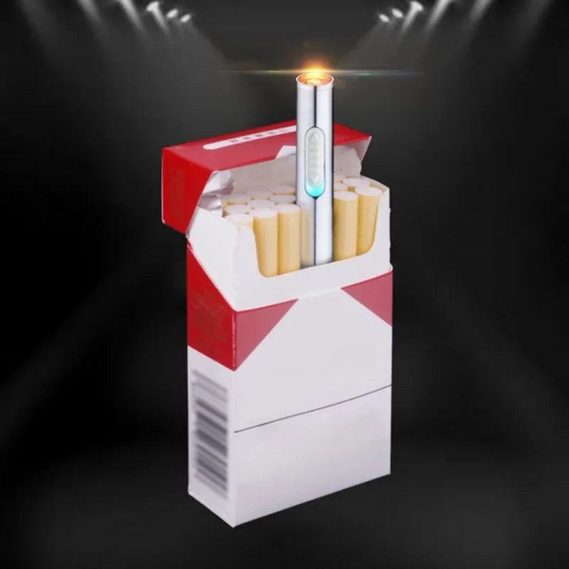 USB Rechargeable Lighter Mini Compact Long Windproof Electric Heating Wire Metal Material Men's Cigarette Lighter