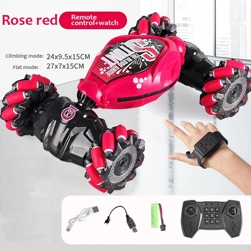 4WD RC Drift Car With Music Led Lights 2.4G Gesture Radio Remote Control Spray Stunt Car 360° Rotating Climbing Car Toys Gift
