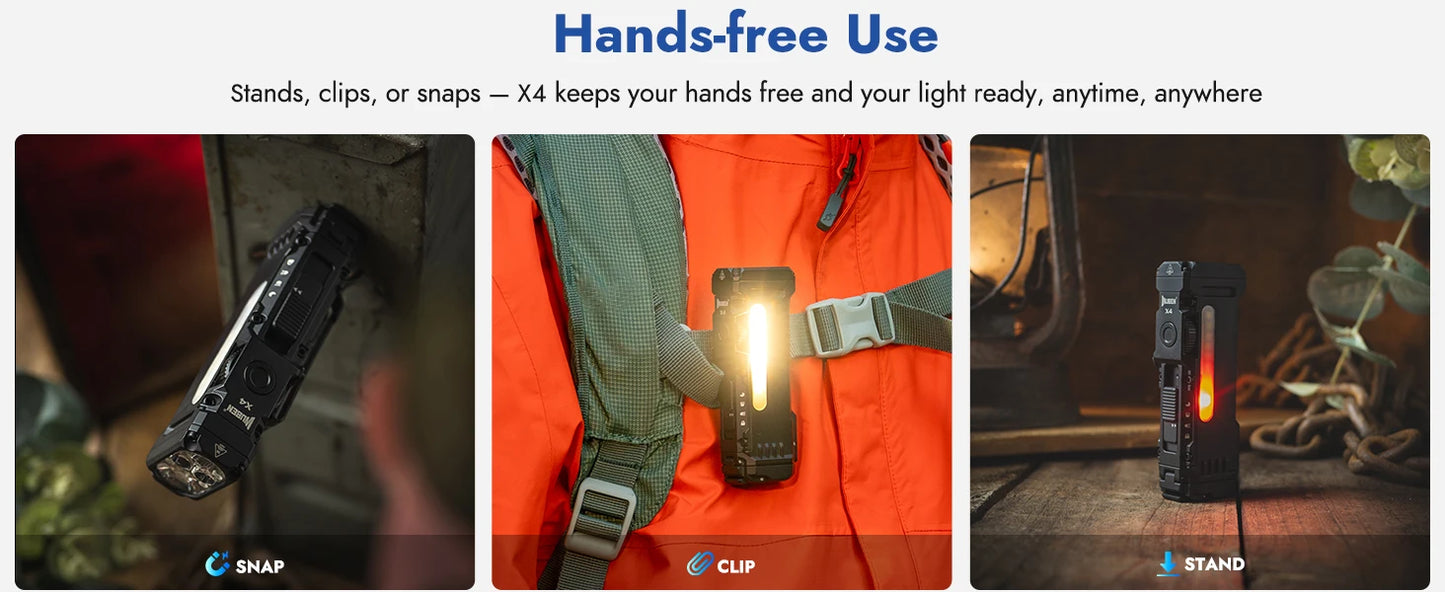 Rechargeable EDC Flashlight Bundle With Magnetic Base And RGB Light