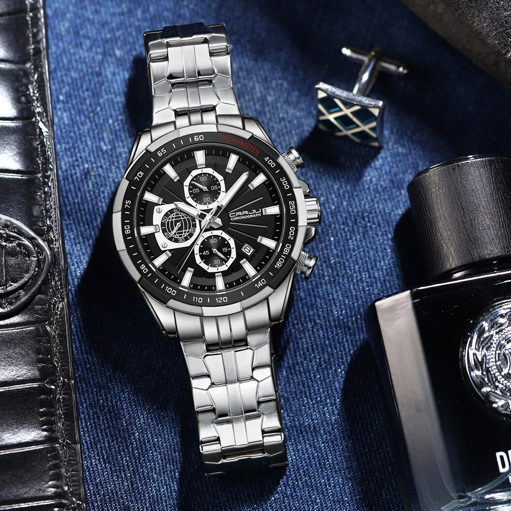 Men's Watches Fashion Business Multifunction Quartz Chronograph with Auto Date and Luminous Hands Relogio Masculino