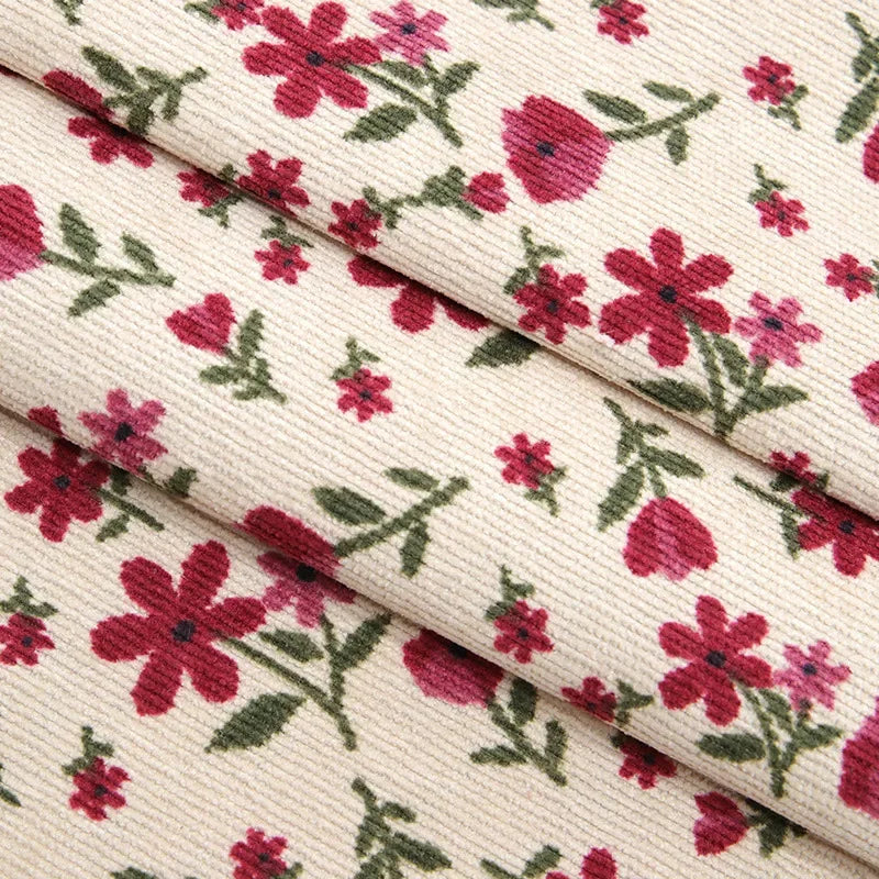 1M/2M/5M Women's Floral Printed Wick Velvet Fabric Women's Fashion Dress Children's Clothing Polyester Handmade Sewing Quilting