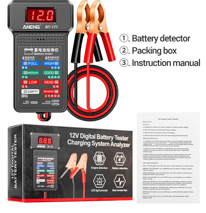 Multifunctional Battery Testers 12V Auto Repair Industry Detection with LED Reverse Display Screen Electrician Tool