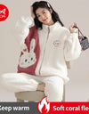 Women’s Winter Flannel Pajama Set – Thick, Soft Coral Fleece with Zipper & Oversized Fit