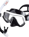 Dry Snorkel Set Diving Mask For Adults Tempered Glass Professional Panoramic Snorkeling Gear Swimming Training Snorkel Kit