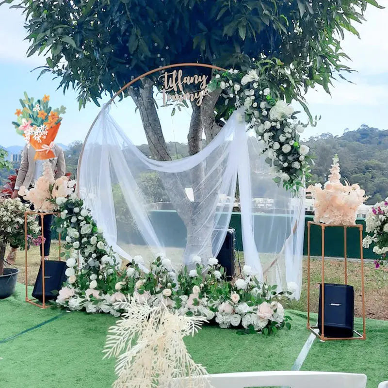 Metal Circle Stand Wedding Arche Round Balloon Arch Flower Gold Background Arch DIY Frame Birthday Party  Shower Decoration