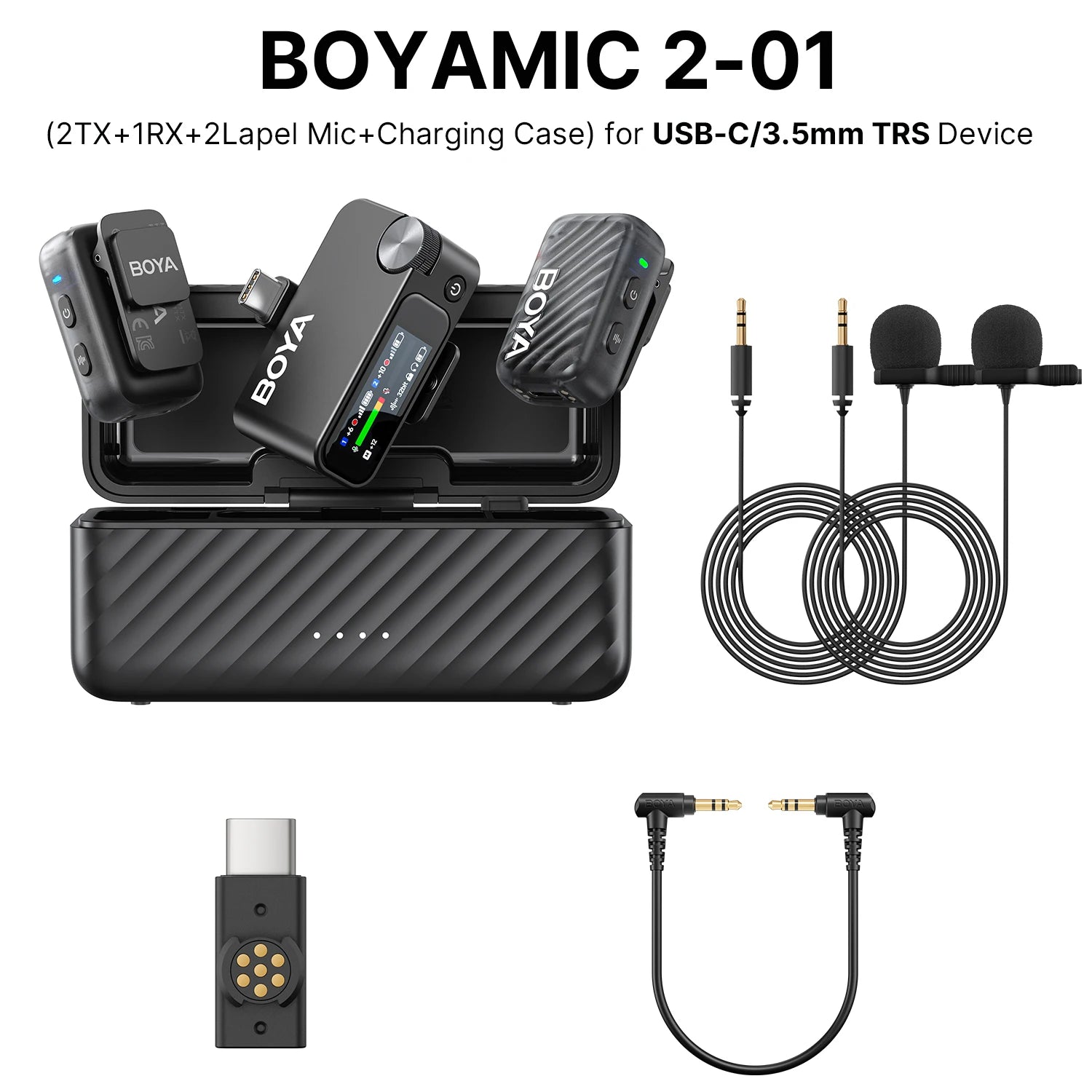 MIC 2 Wireless Lavalier Lapel Microphone for iPhone 15/16 Type-C Devices Android Camera Video Recording Vlog Streaming