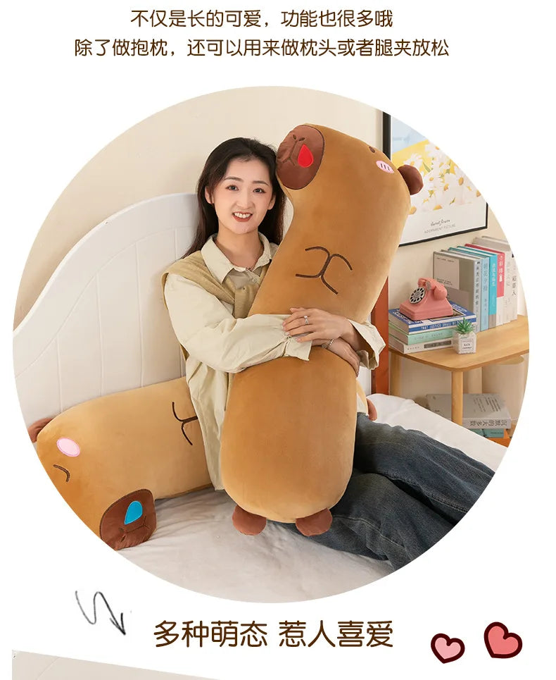 65/85/105cm Kawaii Capybara Plush Long Pillow Toys Sleeping Pillow Soft Cartoon Stuffed Animal Capibala Dolls Kids Children Gift