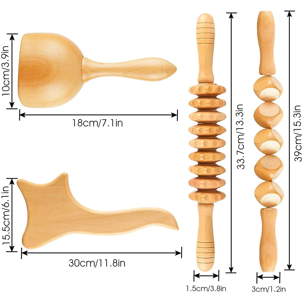 Wood Therapy Massage Tools Maderoterapia Wooden Gua Sha Tool Roller Massage Wooden Swedish Cup Mushroom Massager Anti Cellulite