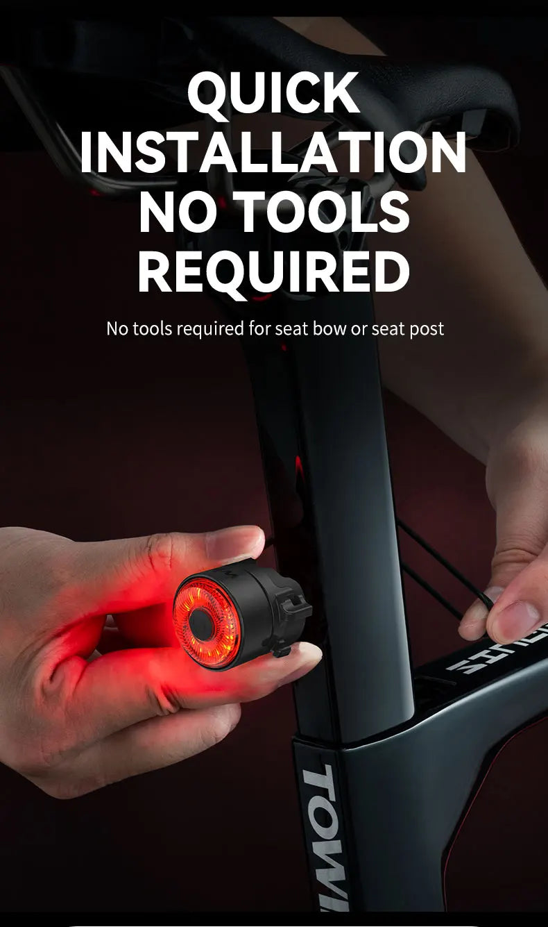 Bicycle Smart Auto Brake Sensing Light Type C Charging LED Cycling Taillight Bike Rear Light Warn Bicycle Taillight