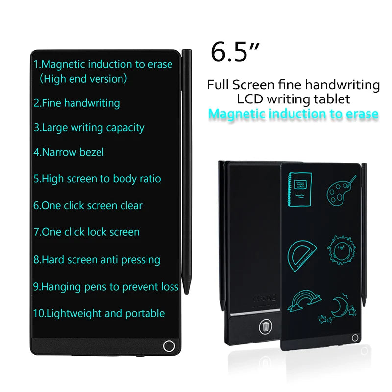 6.5 Inch Leather Case for Magic Tablet Full Screen Handwriting Induction Drawing Blackboard Erasable Meeting LCD sketches Pad