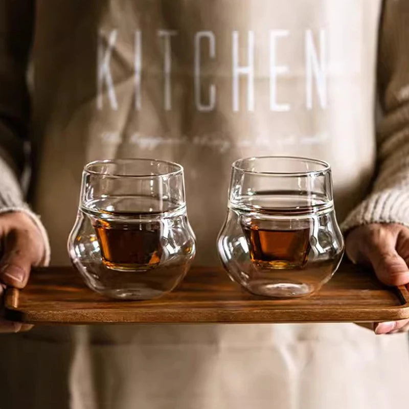 120/250/335ml Double-layer Glass Cup Hanging Ear Espresso Coffee Cup Anti-scalding Milk Brandy Wine Teacup Clear Mug Set