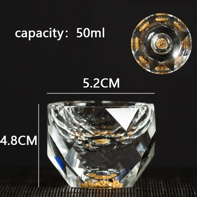 Diamond Cutting Crystal Liquor Glasses Set With Wine Dispenser Vodka Shot Glass Wine Glasses Whiskey Spirits Sake Brandy Teacup