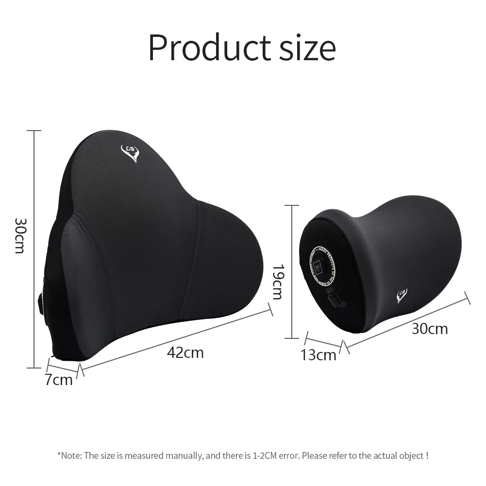 Car Electric Massage Neck Pillow Cushion Vibration Headrest Support Lumbar Seat Back Cushion Vehicle Supplies Travel Assecories