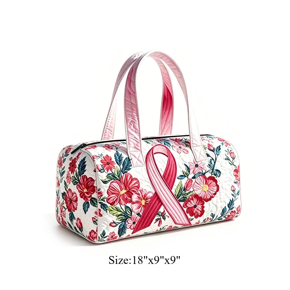 Quilted Duffel Bag Weekender Bag Cute Cat Tropical Floral Print Carry On Luggage Lightweight Bags for Beach Vacation Party Sport